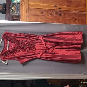 Jessica Howard Womens Special Occasion Dress Reddish Burgandy Ruffly Sz 22W EUC